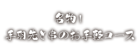 名物！手羽先と串のお手軽コース